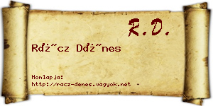 Rácz Dénes névjegykártya