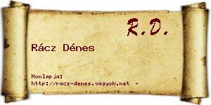 Rácz Dénes névjegykártya